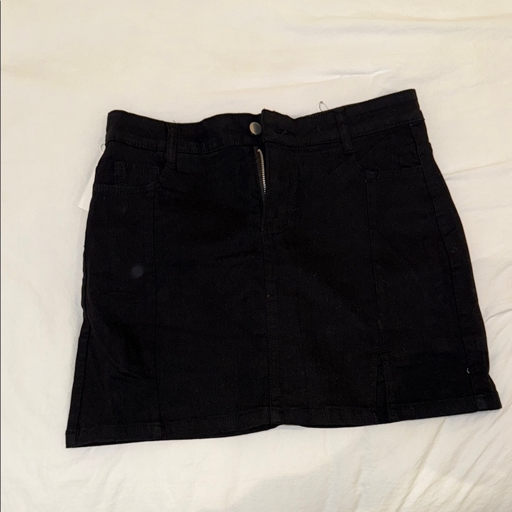 Black Denim Mini Skort